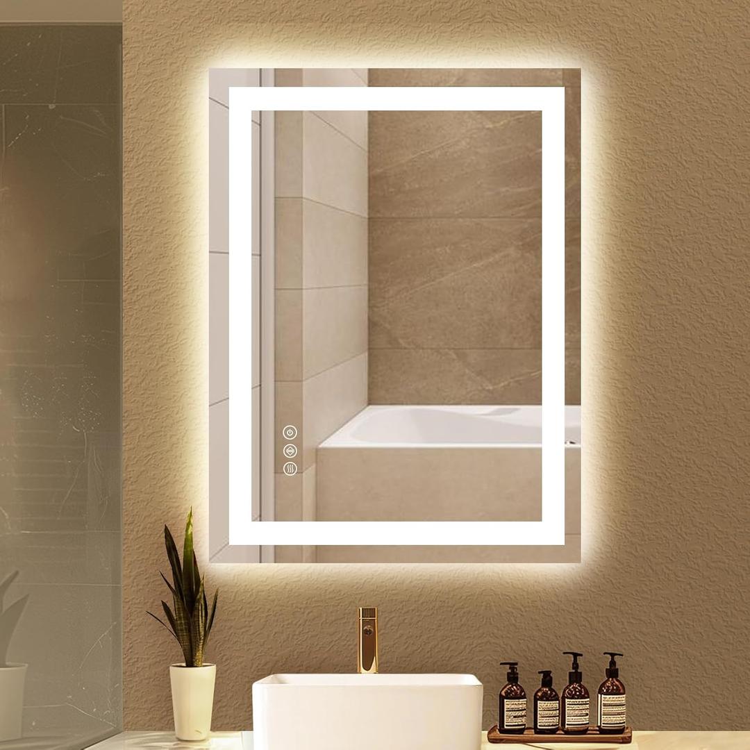 2432 LED Bathroom Mirror with Lights Bathroom Vanity Mirror with Backlit and Front Light,Stepless Dimmable Led for Bathroom,Anti-Fog, Shatter-Proof, Memory, 3 Colors Smart Mirror