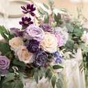 Ling's moment 9FT Flower Garland for Backdrop Decorations - Wedding Arch Flowers, Eucalyptus & Rose, Artificial Floral Garland for Mantel - Sweetheart Table Decor for Ceremony Reception, Lilac & Gold