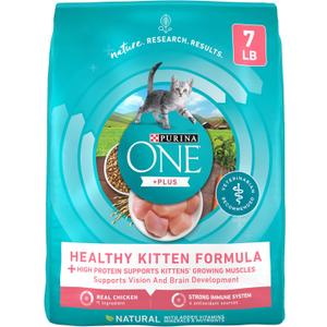 Purina ONE High Protein, Natural Dry Kitten Food, +Plus Healthy Kitten Formula - 7 lb. Bag (7 Pound (Pack of 1)), Best By: May 2027