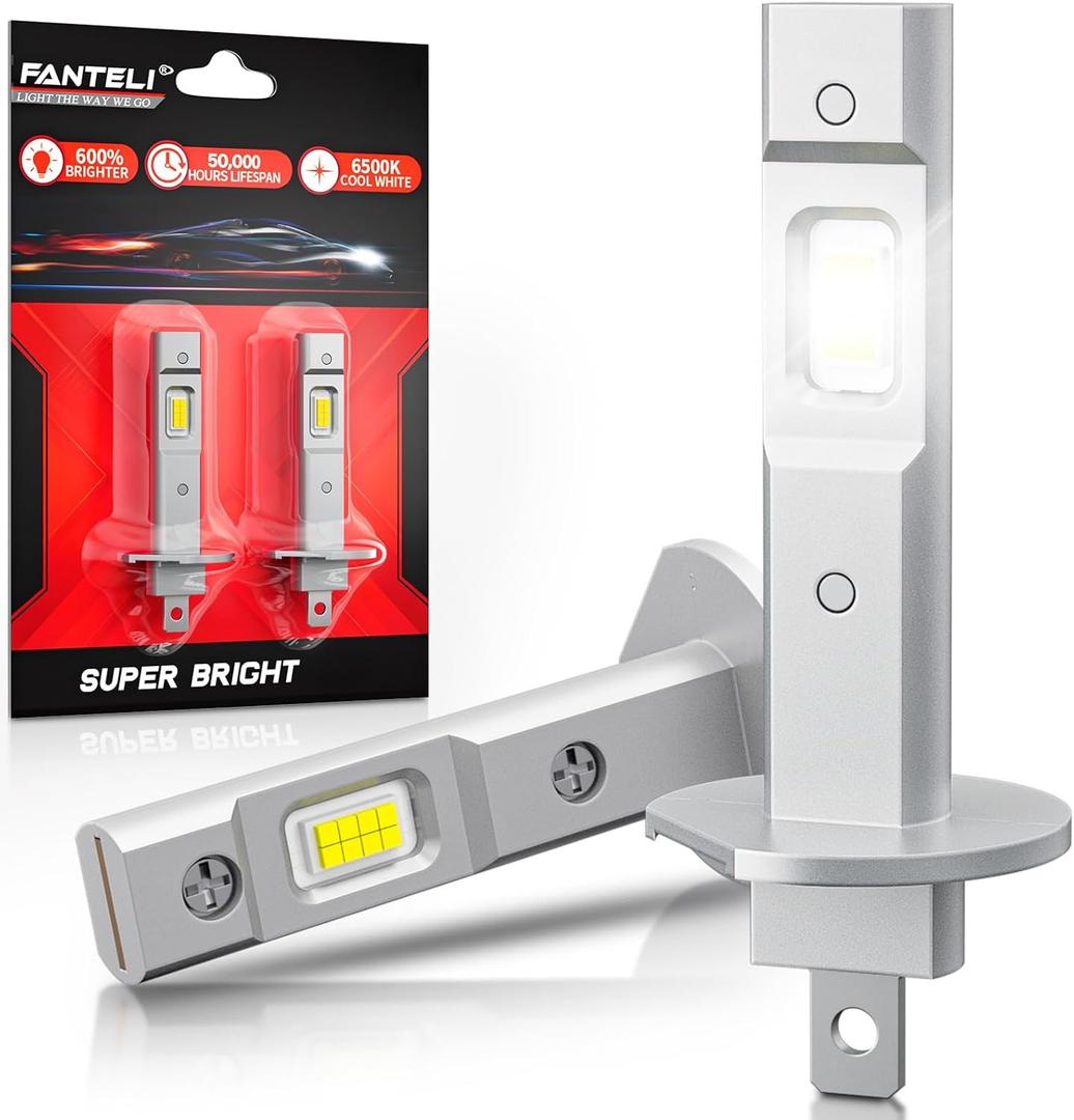 H1 LED Bulb Interior Light, 34000LM 800% Brighter 1:1 Size Backup H1 Bulb, Plug and Play 6000K Cool White, IP68 Waterproof, Pack of 2, Dome Map Door License Plate Lights