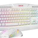 Redragon Updated Programmable Gaming Keyboard and Mouse, RGB Backlit Keyboard Mouse with Software, Independent Macro Record Keys, Value Combo Set, White - S101-3 PRO