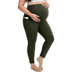 Fotociti Plus Size Maternity Leggings with Pockets Over the Belly,Pregnancy Pants for Casual Yoga Workout Lounge