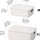 Ytteve 6 Pack Light Grey Stackable Plastic Storage Bins with Lids & Handles, Durable - 4 Large (14.4"x10.2"x6.3") & 2 Medium (11.8"x8"x4.7"), Multi-size for Closet, Shelves, Drawers, Home & Office
