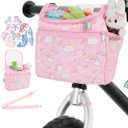 ANZOME Kids Bike Basket with Shoulder Strap, Bicycle Basket with 10 Stickers, Waterproof Front Handlebar Bag, Kids Bike Accessories Gift for Girls Boys, Fits Most Bicycles, Scooter, Tricycle