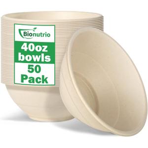 Eco-friendly 50 Pack Disposable Large Paper Bowls - 40oz, 100% Compostable, Sturdy Soup Bowls Perfect For Hot & Cold Food, Cereal, Salads