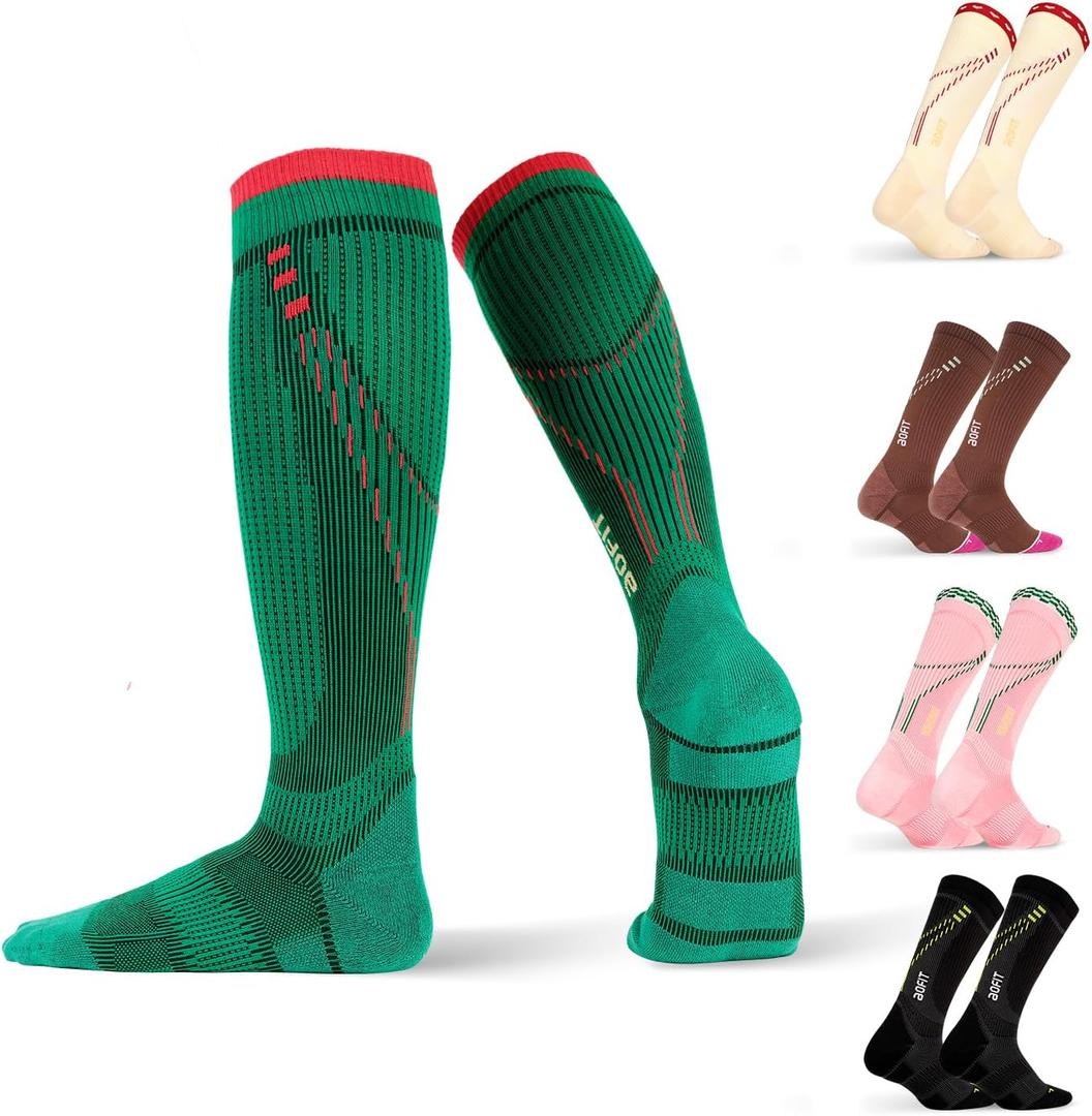 Compression Socks for Women & Men (1 Pair) 15-20mmHg for Circulation & Muscle Support for Running Travel Recovery (Large)