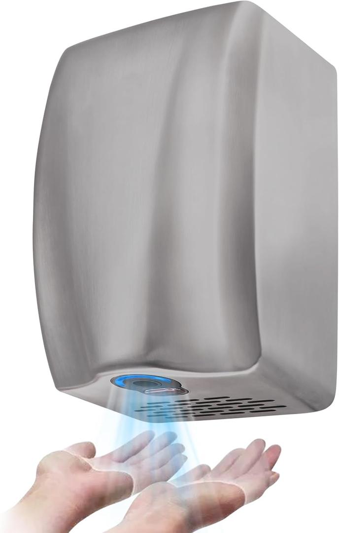UL Approved Stainless Steel Bathroom Hand Dryer with HEPA Filter, Heavy Duty Automatic Electric High Speed Hand Dryer for Commercial Restroom, Brushed