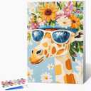 Possoco Framed Paint by Numbers Kit for Adults Beginner & Kids Ages 8-12, Animals Giraffe Adult Paint by Number Kits on Canvas, DIY Acrylic Number Painting for Teens for Home Decor 8x12 Inch (DG-OP-F-GiraffeWreath-2030)
