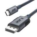 Acer USB C to Display Port 1.4 Cable 6.6FT (8K@60Hz 4K@240Hz), Unidirectional Type-C to DP Cord Support 32.4Gbps/G-Sync/HDR10, Thunderbolt 5/4/3 Compatible with MacBook Pro/Air, XPS, Surface, iPhone17