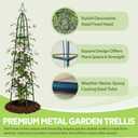 100% Metal Obelisk Trellis for Climbing Plants Outdoor - Heavy Duty Stone Coated Steel Garden Tower Trellis - Tall Sturdy Rustproof Vertical Plant Support for Climbing Vine Vegetables Flowers