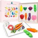 R&DLanci Toddler Crayons 8 Count, Non Toxic Washable Crayons for Toddlers, Unbreakable Easy-Grip Vegetable & Fruit Shaped Crayon for Little Hands, Art and Craft Supplies for Kids