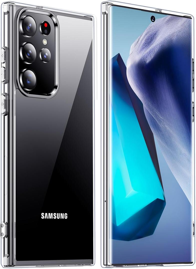 Temdan Designed for Samsung Galaxy S22 Ultra Case Clear [Military Grade Drop Protection] [Never Yellowing] Slim Thin Phone Case for S22 Ultra Case - Crystal Clear