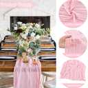 6 Pieces Pink Easter Spring 10FT Cheesecloth Table Runner Boho Gauze Fabric Table Runner Rustic Sheer Runner for Wedding Birthday Baby Shower Party Boho Table Decoration, Pink, 35" X 120"-6 Pack