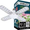GT-Lite LED 4 Panel Folding Grow Light Bulb with 40.1 PPF, 30 Watt Adjustable LED Grow Light for Indoor Plants,E26 Base