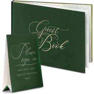 Wedding Guest Book  Guest Book Wedding Reception  Polaroid Guest Book for Wedding  Polaroid Wedding Guest Book, Green Linen with Gold Foil, 100 Acid-Free Pages