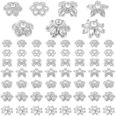 300PCS 7 Styles Metal Spacer Bead, Antique Silver Spacer Beads Daisy Flower Snowflake Loose Beads for Jewelry Making, Bracelet Necklace Craft Bead for Jewelry Findings Accessories