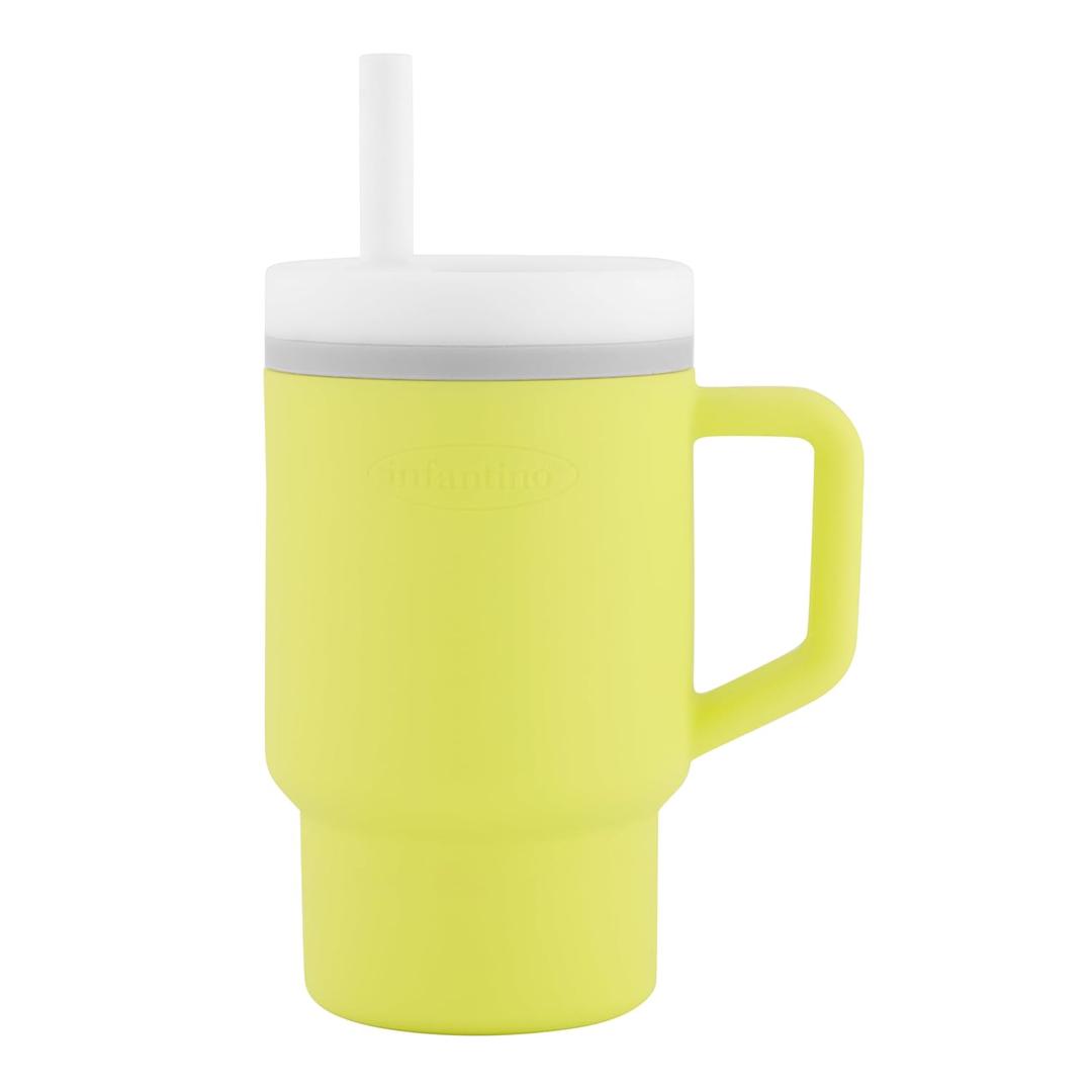 Infantino My 1st Tumbler, Silicone Sippy Cup with Straw & Handle, Spill-Resistant Baby Cup for On-the-Go, BPA-Free Transition Bottle, Citrus (9 Ounces)