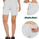 MAGCOMSEN Women's 7" Hiking Golf Shorts 6 Pockets Lightweight Quick Dry Outdoor Casual Cargo Shorts Water Resistant (White, L)