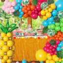 Hawaiian Balloons Arch Birthday Decorations 165 Pcs, Olive Green Blue Hot Pink Orange Gold Balloons, Hawaiian Summer Beach Party Supplies, Balloon Arch kit
