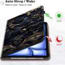 Compatible with iPad Air 11 Inch Case 8th/7th/6th Generation (M4/M3/M2) 2026/2025/2024, for iPad Air 5th/4th Generation Case 10.9 Inch 2022/2020 with Pencil Holder & Card Slots - Blue Flower