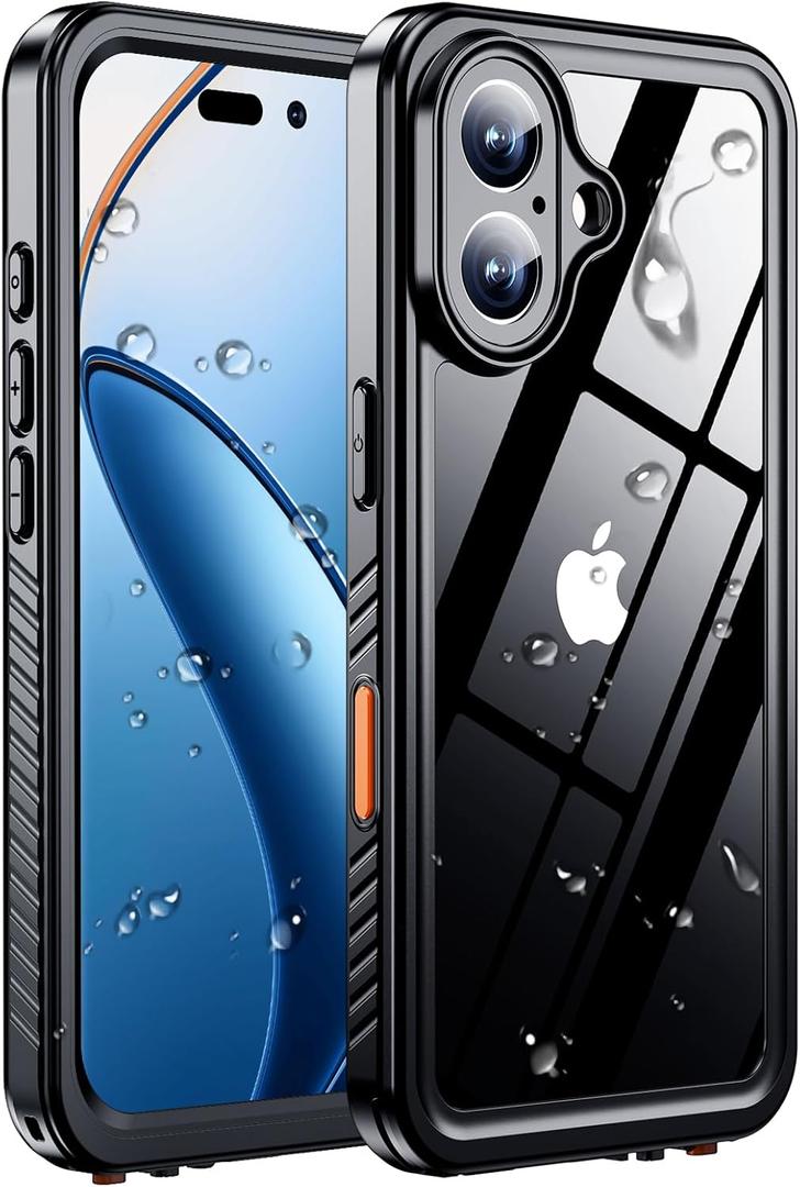 MOZOTER for iPhone 16 Case Waterproof,[IPX8 Underwater Case][Full Body Shockproof & Military Dropproof] Clear Sound Quality Built-in Screen Protector for iPhone 16 6.1 inch-Black