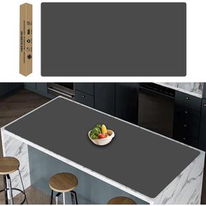 Large Silicone Kitchen Counter Mat, 35.4"x23.6"x0.06" Nonslip Heat Resistant Mat, Shipped Roll Up Cuttable Silicone Countertop Protector Mat, Waterproof Craft Table Placemat, Dark Gray
