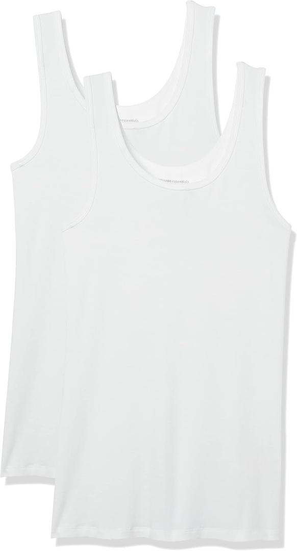 Amazon Essentials Women's Slim-Fit Tank Top, Pack of 2, White, XX-Large