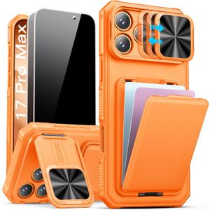 SSLOTSCASE for iPhone 17 Pro Max Case with 2X Privacy Screen Protector, Light Orange