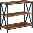 Sofa Table, Industrial Console Table, 3-Tier Narrow Side Table with Open Shelves, Foyer Table for Entryway, Hallway, Kitchen, Living Room and Bedroom, Easy Assembly, Rustic Brown CTHR8001Z (9.4"D x 31.5"W x 31.7"H)