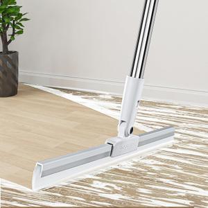 Rubber Squeegee Broom for Floor,62" Long Handle Window Squeegee, Silicone Pet Hair Remover,Magic Broom for Indoor Cleaning,Cleans glass, hair, fine dust, liquids, suitable for Smooth Floors, Rugs (Medium)