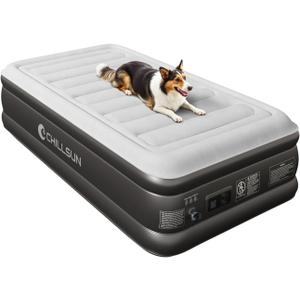 CHILLSUN 2026 Upgraded Twin Air Mattress with Built in Pump, 3 Mins Quick Self-Inflation Inflatable Airbed Puncture-Resistant, Leak-Proof Blow Up Mattress for Home Portable Camping Travel (Grey)