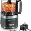 Hamilton Beach Powerful Cordless Mini Food Processor and Vegetable Chopper, 4 Cup Capacity, Fast Recharging, Includes Power Adapter, Chop, Puree, Emulsify, Grind, Dishwasher Safe Bowl, Black (72880)