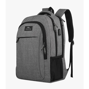 MATEIN Travel Laptop Backpack, Business Anti Theft Slim Sturdy Laptops Backpack with USB Charging Port, Water Resistant College School Computer Bag Gift for Men & Women Fits 15.6 Inch Notebook, Grey
