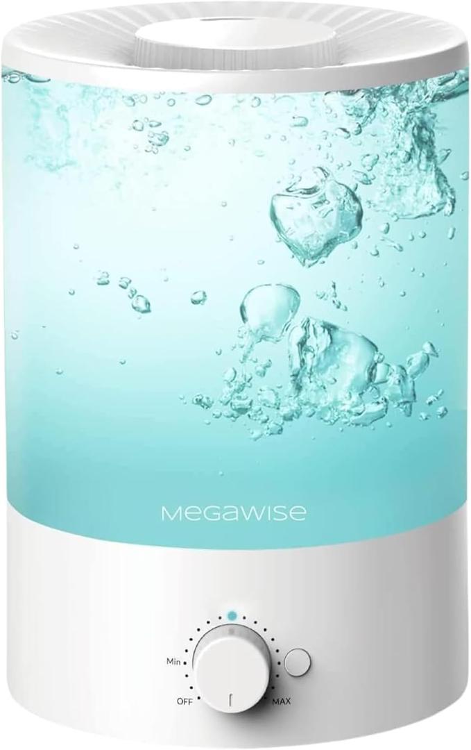 MegaWise Topfill 7-colour Night light humidifier for Kid bedroom with 3.5L Large Capacity, No leakage Design Fine Mist Output Auto Shutoff, Essential Oil Safe Tank, White
