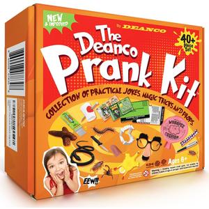 DEANCO Prank kit - 40 + Piece Set - Gags & Practical Joke Toys - Prank Stuff for April Fools - Ultimate Practical Jokes - Toys for Boys 8-10