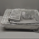 Stainless Steel Cat Litter Box with Enclosure, Large Litter Box for Cats and Kittens, Smooth Easy Clean Interior, Durable Metal Design with Cover, Litter Shovel, Pad and Footboard Included (Black)