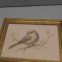 Myzoran Gold Framed Bird Canvas Wall Art,Vintage Birds Wall Decor Aesthetic,Cherry Blossom Beige Printing Artwork,Spring Rustic Minimalist Pictures, for Living Room Nursery Bedroom Decor 12X16in