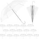 18 Pack Clear Wedding Umbrellas Bulk 36" Transparent Bubble Umbrellas, Auto Open & Windproof with J-Hook Handle Waterproof Canopy for Bride, Groom, Photography, Golf, Outdoor Events