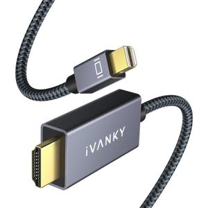 IVANKY 4K Mini DisplayPort to HDMI Cable, 4K@60Hz Thunderbolt 2 to HDMI, Alum Shell & Nylon Braided, High Speed Video & Audio Mini DP to HDMI for MacBook Air/Pro, Surface Pro, Monitor, Projector