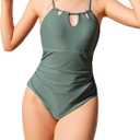 Milumia Girl's One Piece Swimsuit Halter Cut Out Bathing Suit Swimwear