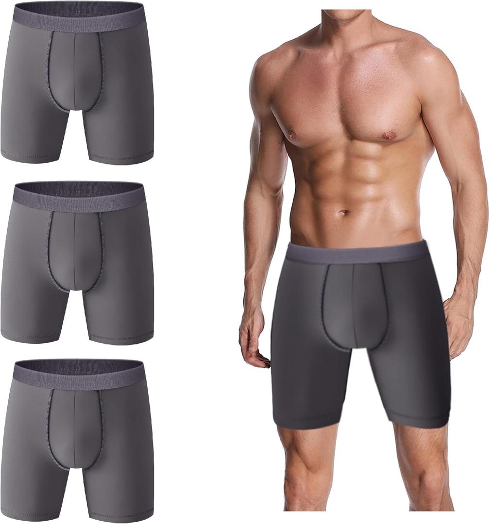 Mens Incontinence Boxer Briefs Pack of 3, Leakproof Urinary Incontinence Underwear for Men (Grey, XL)