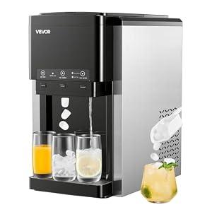 VEVOR Water Dispenser with Ice Maker, 3-in-1 Countertop Water Dispenser, 35 LBS/24H, 12 Cubes/7 Min Fast Ice Making with 4 LBS Storage, Bullet/Crushed ICES & Cold-Water, for Home, Kitchen, Party