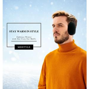 2 x MDSTYLE Winter Ear Muffs for Men & Women - Adjustable & Foldable - Fleece Ear Warmer Ear Covers Cold Weather Outdoor