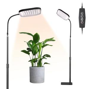 Upgraded Super Bright Grow Lights, 6000K Full Spectrum Standing Floor Plant Light with 336 LEDs & Flexible Gooseneck for Indoor Large Plants, Dimmable & Timer 4/8/12Hrs, 12V 3A High Power Output, Black