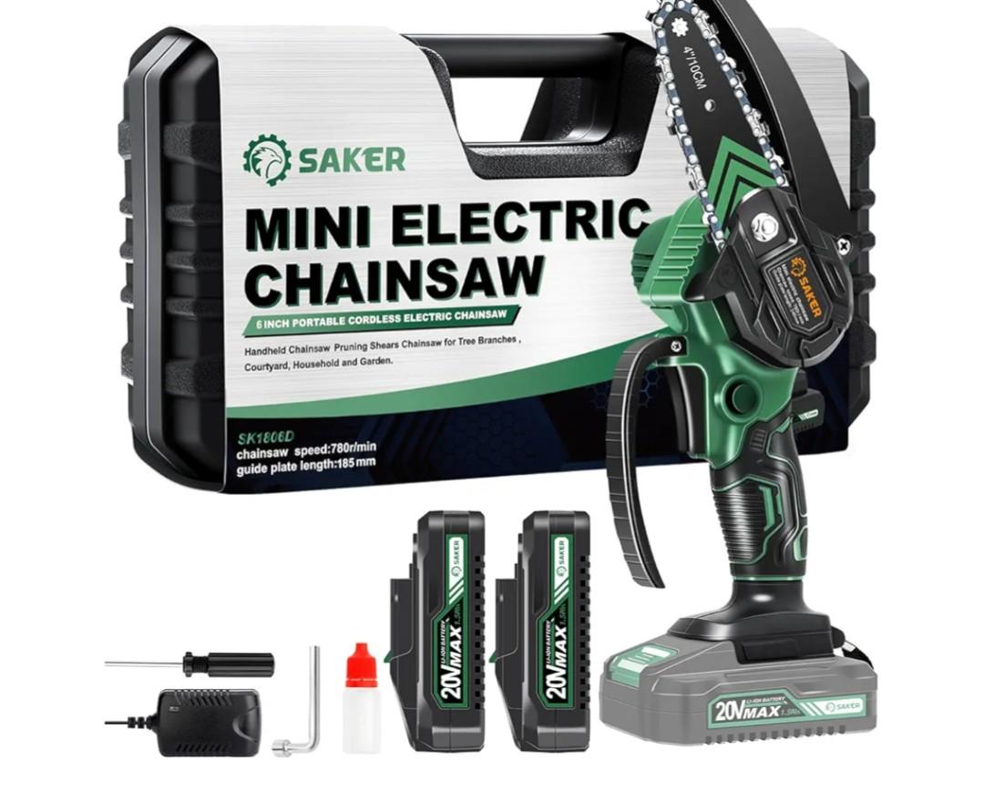 Saker Mini Chainsaw,2025 New Upgrade Electric Chainsaws,Portable Chain Saw Cordless Battery Powered,Small Handheld Chain Saws Pruning Shears Saw for Wood Tree Branches, Courtyard and Garden