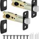Door Lock Replacement Parts with 8mm Square Spindle Hole, 2 Pack Black Door Lock Parts, 45Rotation, Fits 2-3/8" or 2-3/4" Backset, Includes Strike Plate & Mounting Screws