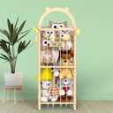 Movable Natural Wood Stuffed Animal Zoo Storage, Patterned Stuffed Animal Storage with Zoo Theme, Elastic Band-Equipped Stuffed Animal Holder, for Nursery/Play Room/Bedroom
