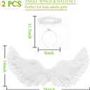 Angel Wings and Halo Adult Feather Angel Wings Costume for Women Halloween Cosplay Costumes (White)