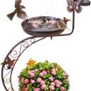 36" Metal Bird Baths with Flower Planter Pedestal Vintage Antique Copper