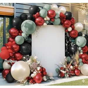 Emerald Green Gold Balloon Arch Kit Double Stuffed Dark Dusty Green Pearl White Sand Latex Balloon Garland for Birthday Wedding Graduation Anniversary Fall Christmas Party Decoration